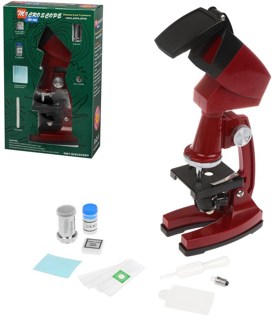 Микроскоп детский, 90х увеличение, 3 объектива, аксессуары, эл.пит.AA*2 шт. не вх.в комплект, кор