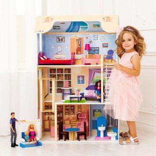 Кукольный домик Грация, для кукол до 30 см (16 предметов мебели, лестница, лифт, качели)