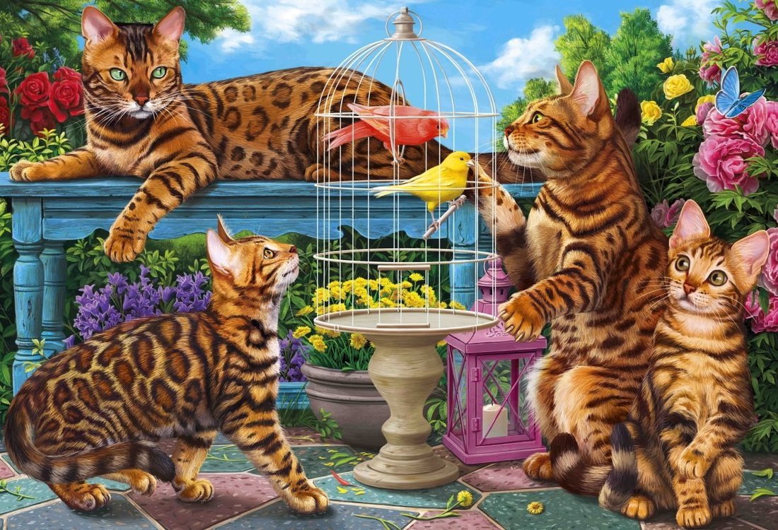 Алмазная мозаика Бенгальские коты, 30х40 см, 30 цв., полн. заполнение, с подр.