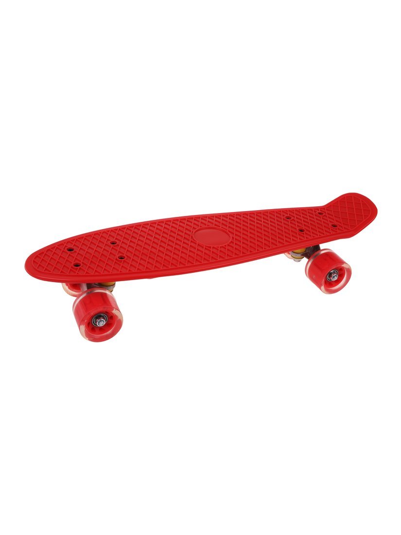 Скейтборд пластик 56 см, колеса PU со светом, крепления алюмин., красный